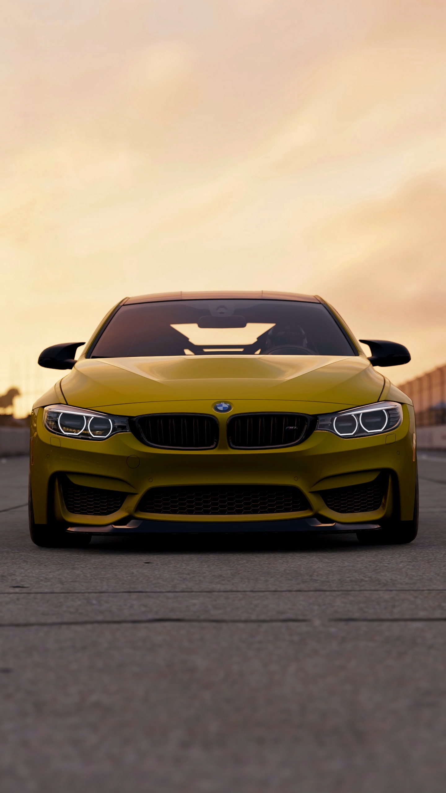 Bmw M3, Yellow, Front View, Luxury Cars - Bmw M4 Wallpaper Iphone - HD Wallpaper 