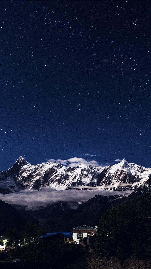 Macbook Air Wallpaper Mountains Night - HD Wallpaper 