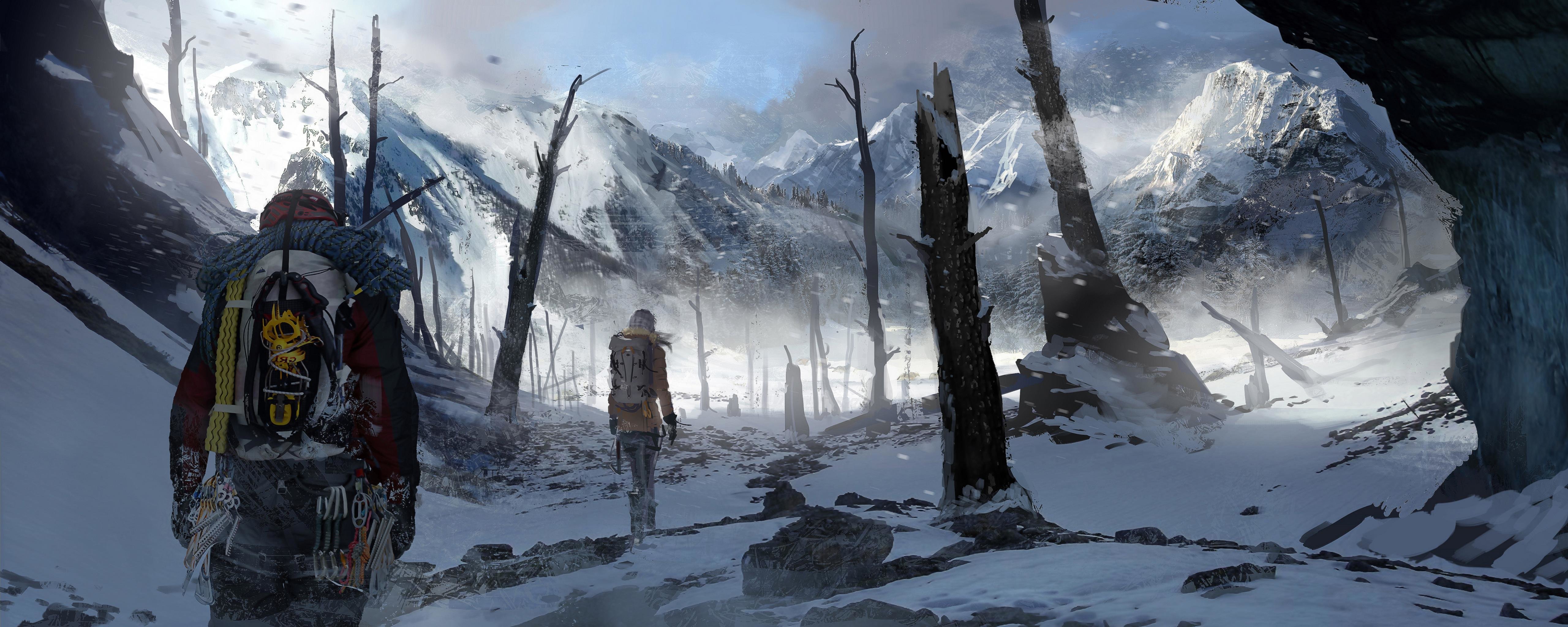 Download Dual Monitor Rise Of The Tomb Raider Desktop - Shadow Of The Tomb Raider Path - HD Wallpaper 