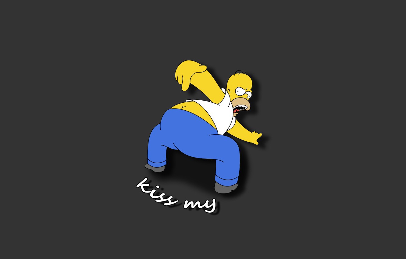 Photo Wallpaper Minimalism, The Simpsons, Simpsons, - Homer Simpson Kiss My - HD Wallpaper 