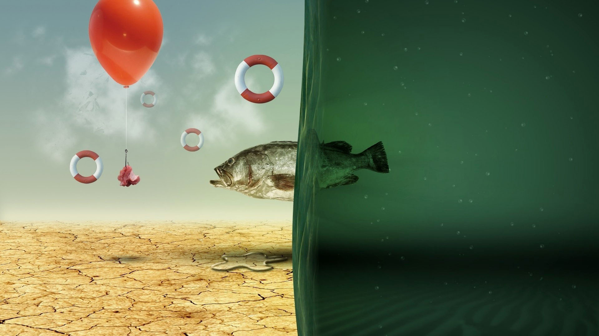 Half Water Half Land Art - HD Wallpaper 