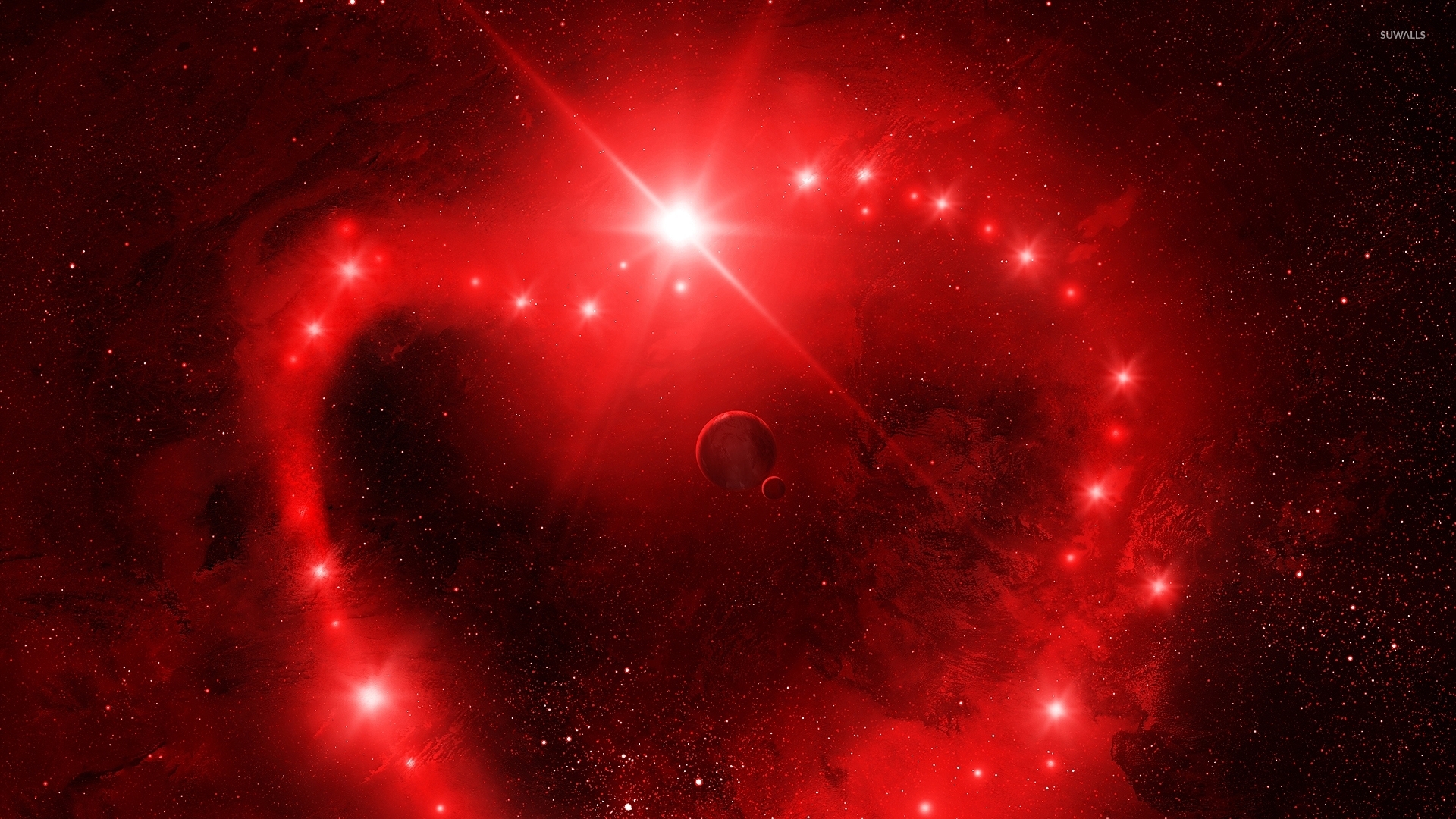 Red Heart In Universe - HD Wallpaper 