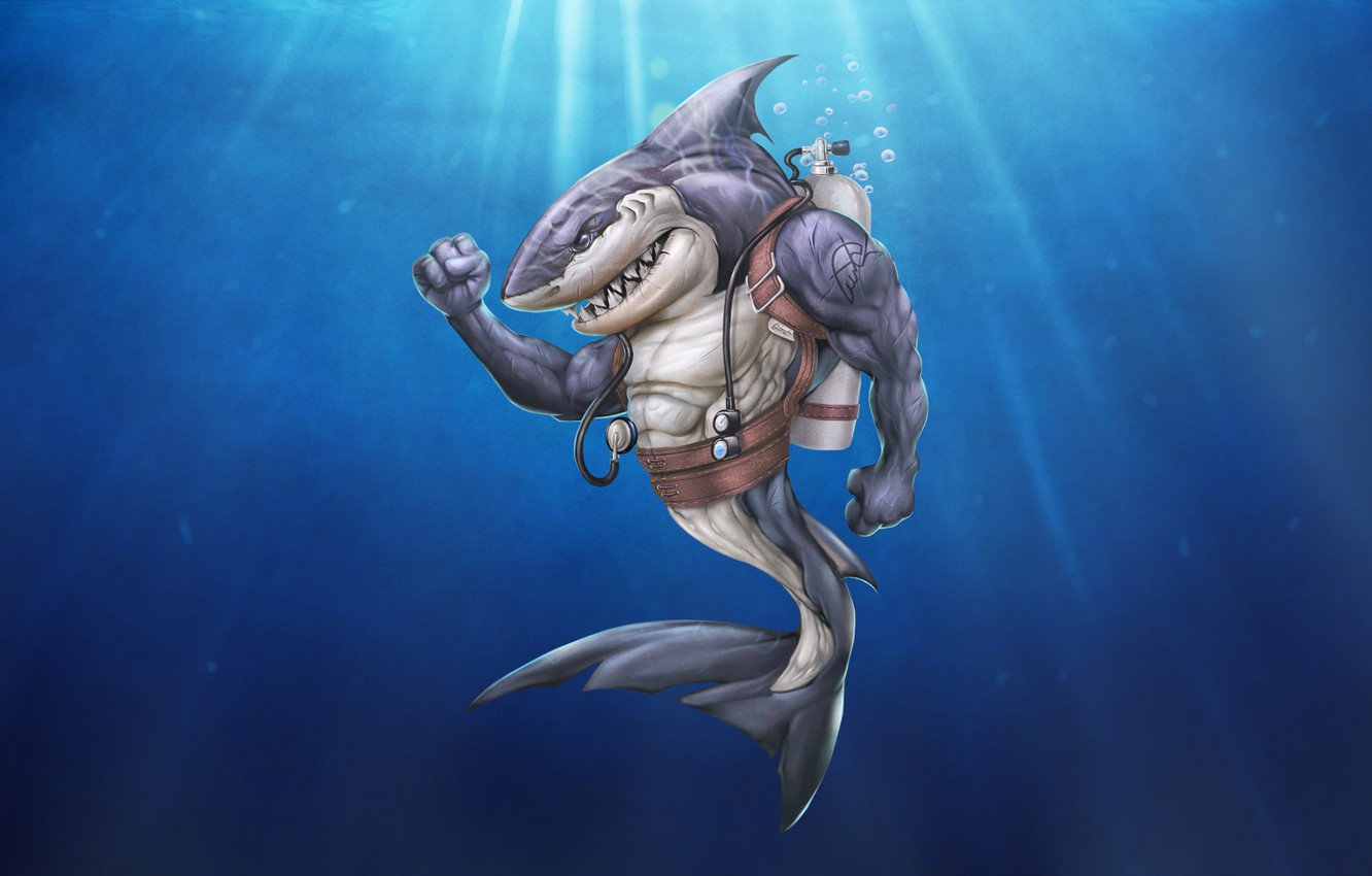 Photo Wallpaper Minimalism, Style, Shark, Background, - Illustration - HD Wallpaper 