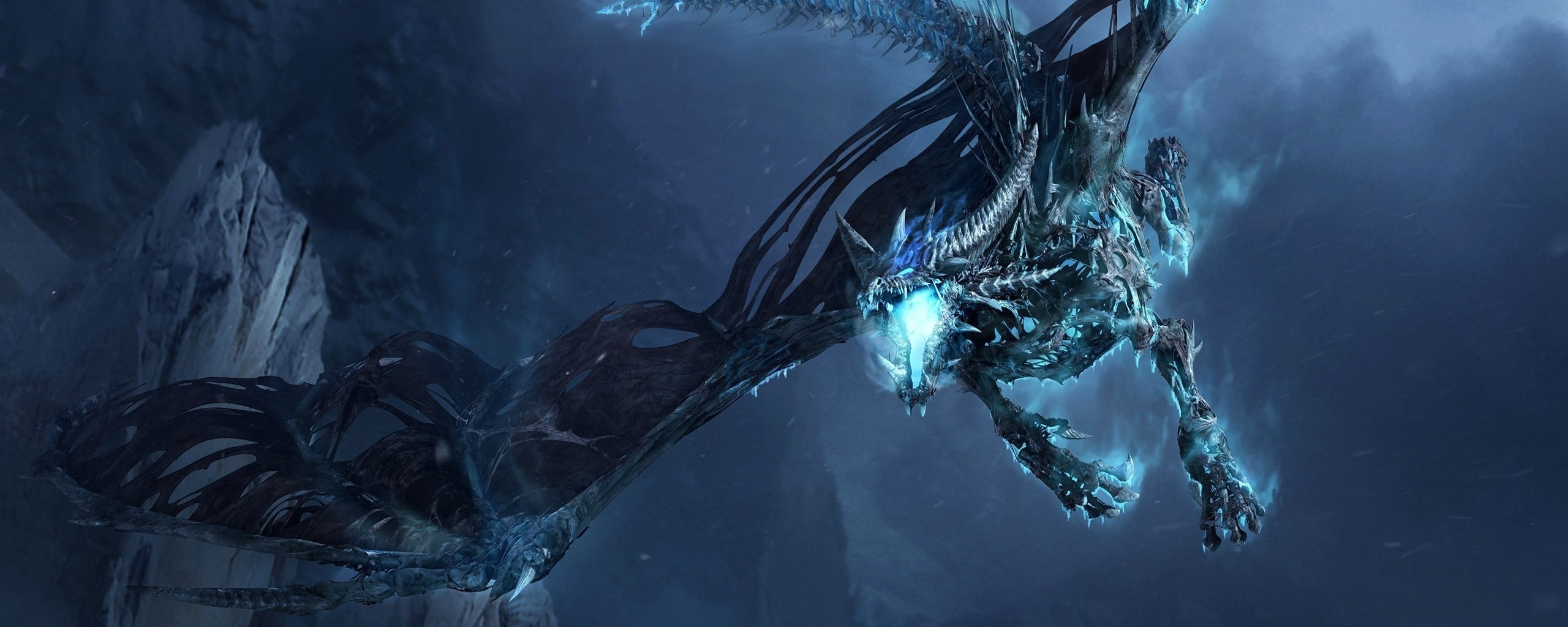 Wallpaper Dragon, Fly, Jaws, Rocks, Night - World Of Warcraft Dragon Age - HD Wallpaper 