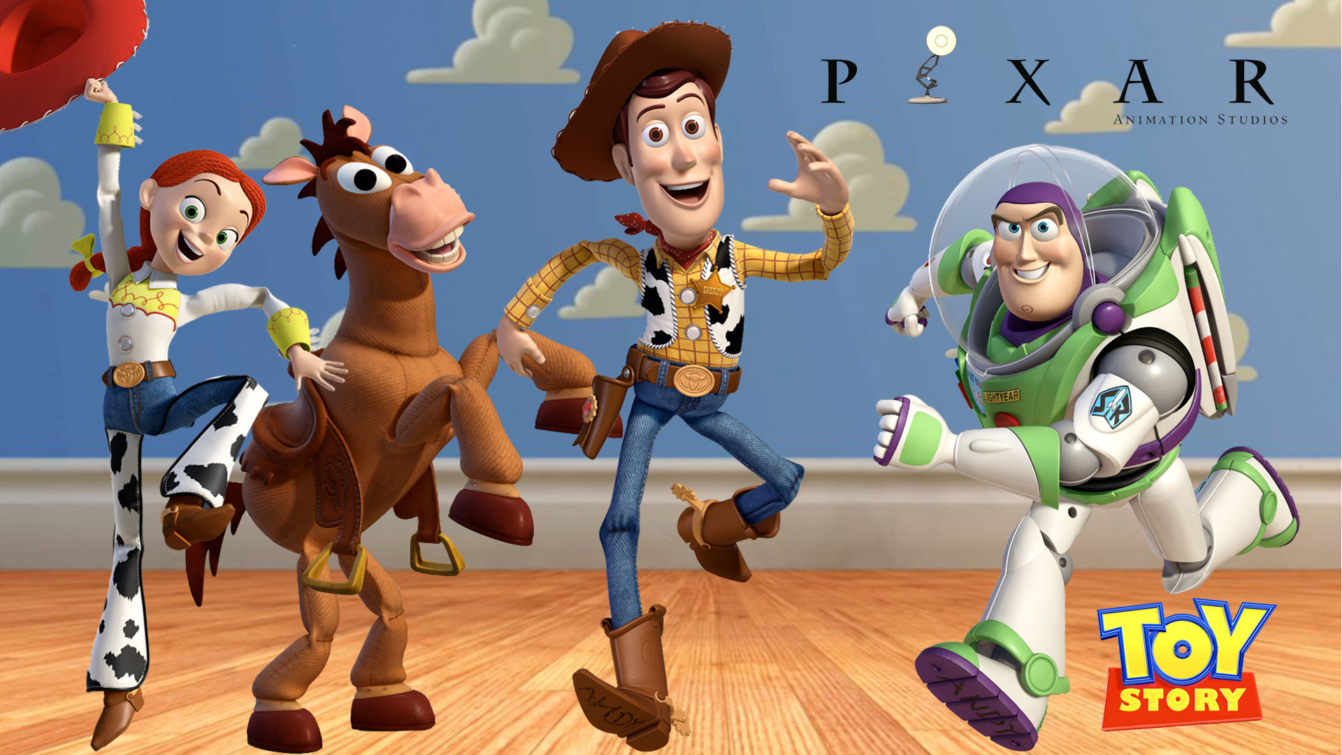 Toy Story Woody Buzz Jessie Bullseye - HD Wallpaper 