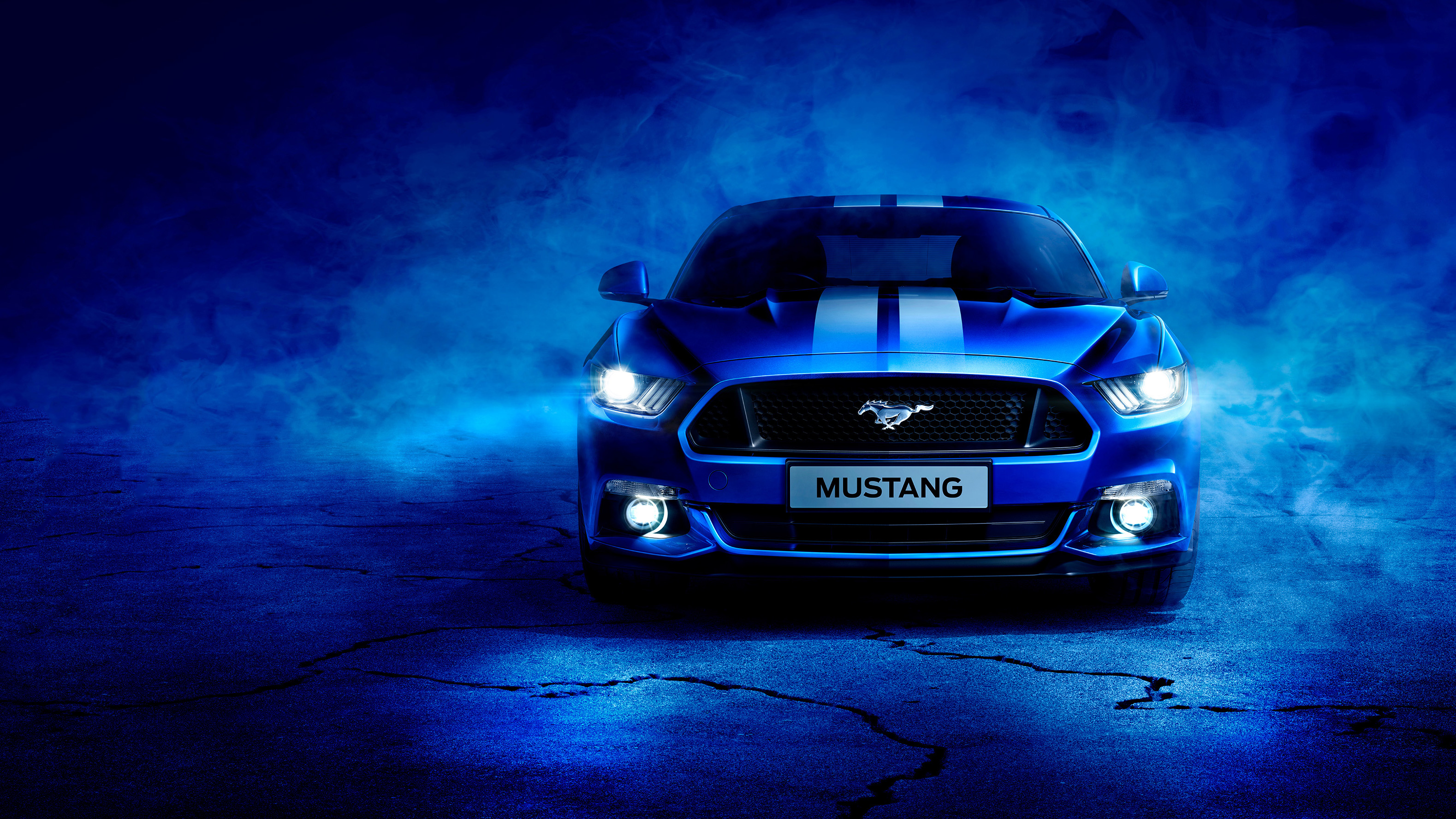 Blue Ford Mustang - HD Wallpaper 