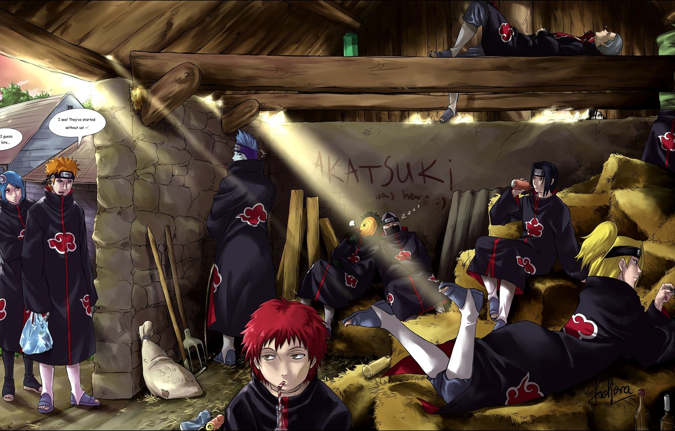 Photo Wallpaper The Barn, Hay, Bottle, Naruto, Itachi, - Akatsuki Naruto Deidara Fanart - HD Wallpaper 