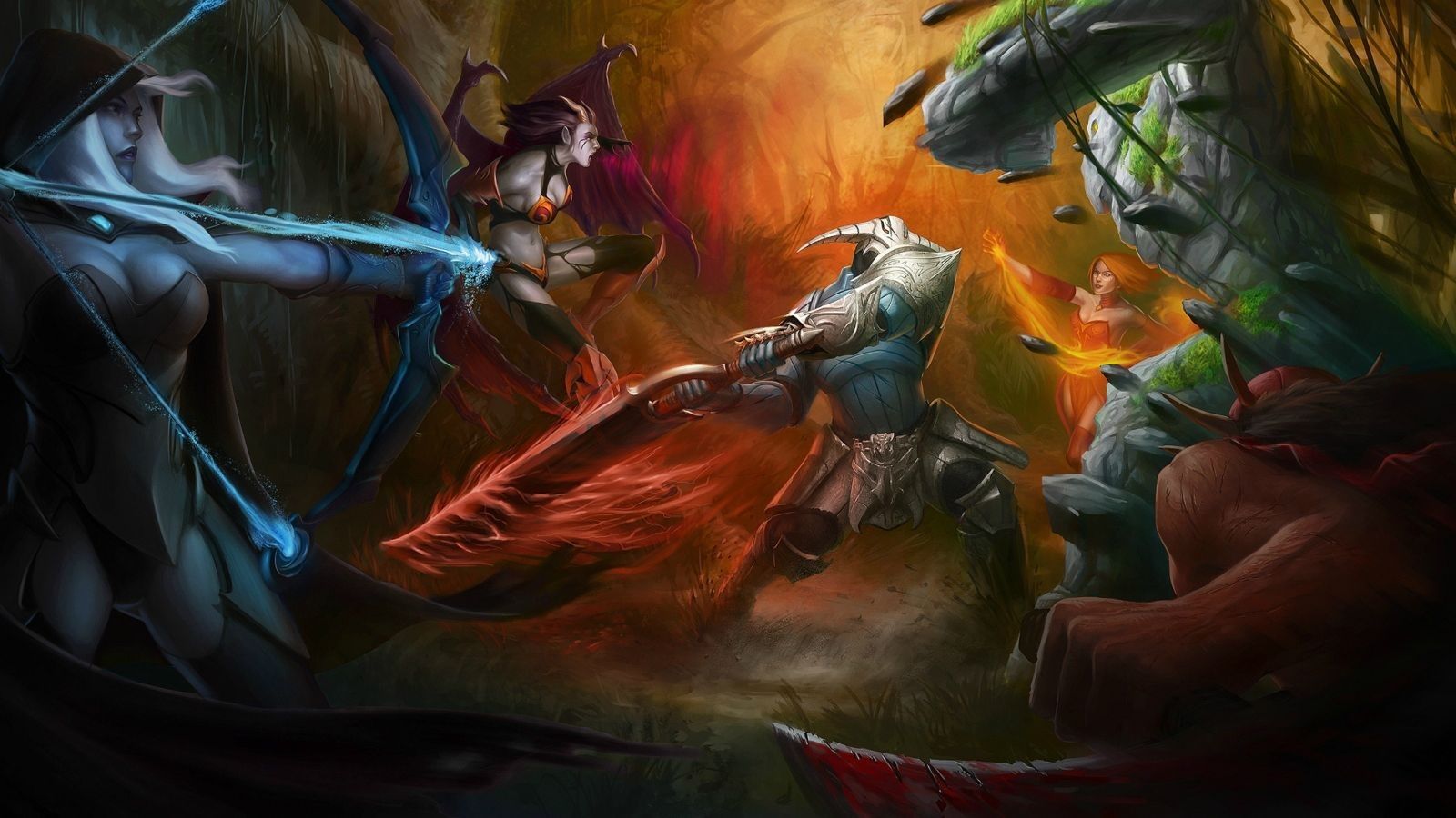 Dota 2 Wallpaper Fight - HD Wallpaper 