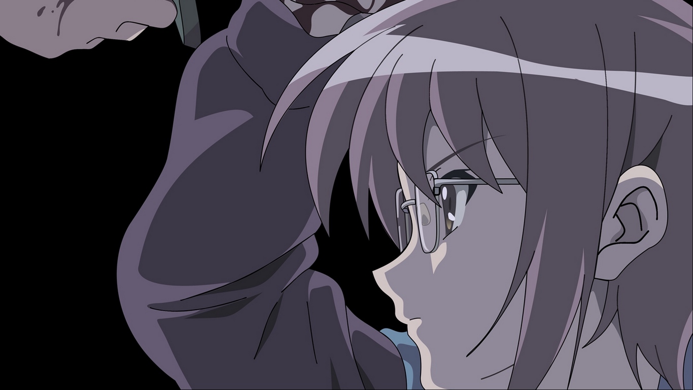 Wallpaper Nagato Yuki, Girl, Glasses, Knife, Blood - Melancholy Of Haruhi Suzumiya Yuki - HD Wallpaper 