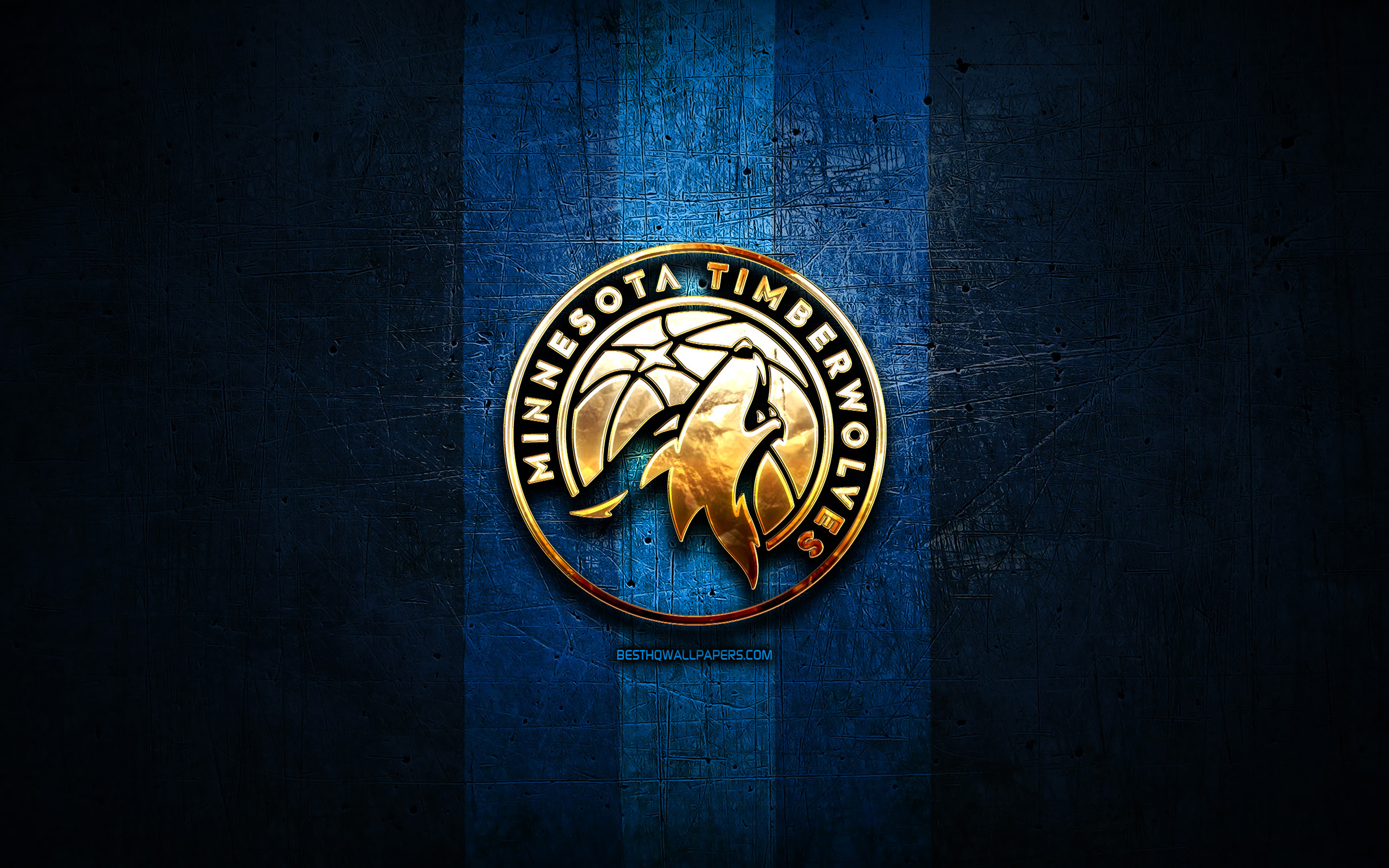 Minnesota Timberwolves, Golden Logo, Nba, Blue Metal - Emblem - HD Wallpaper 