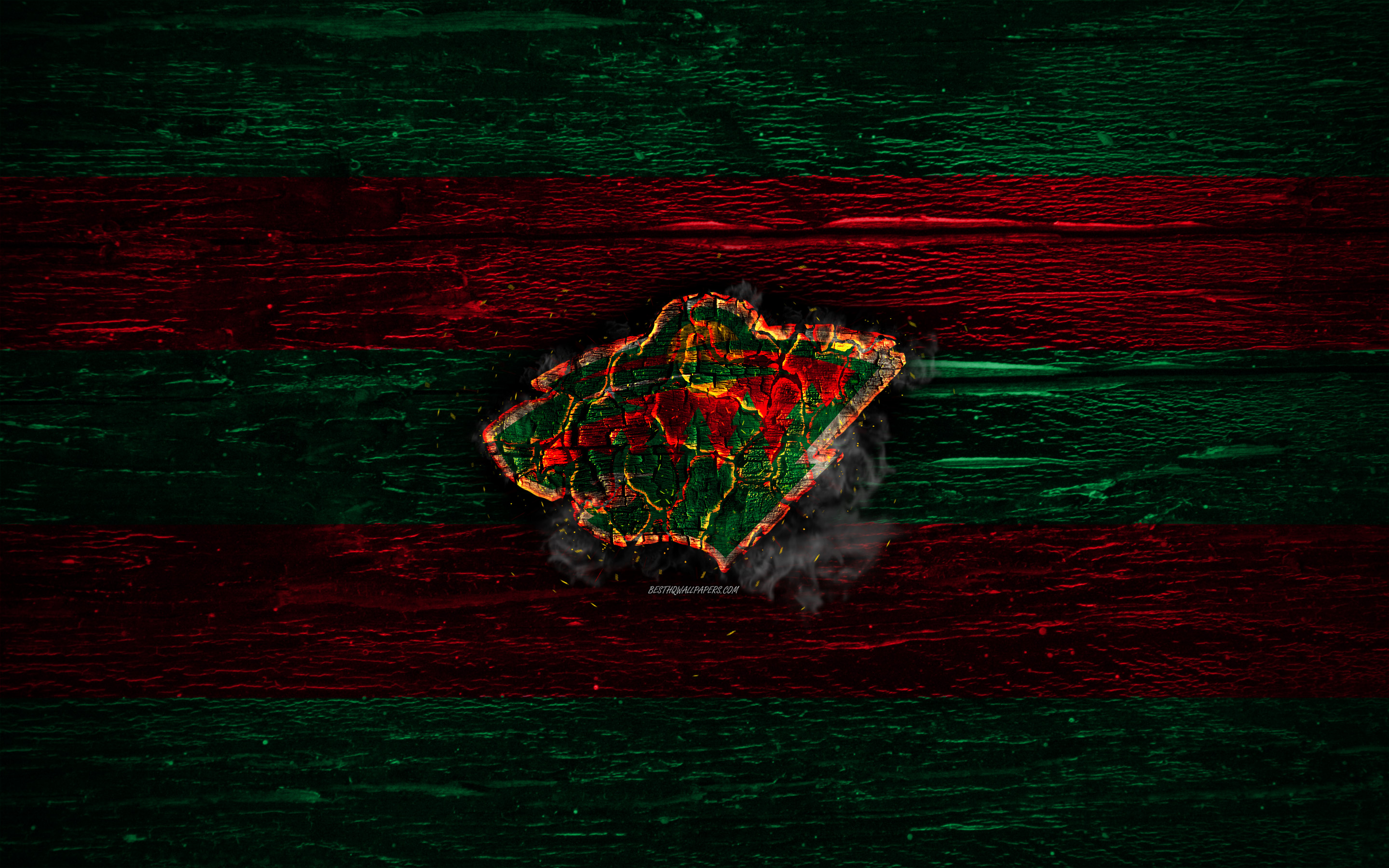 Minnesota Wild, Fire Logo, Nhl, Green And Red Lines, - Motif - HD Wallpaper 