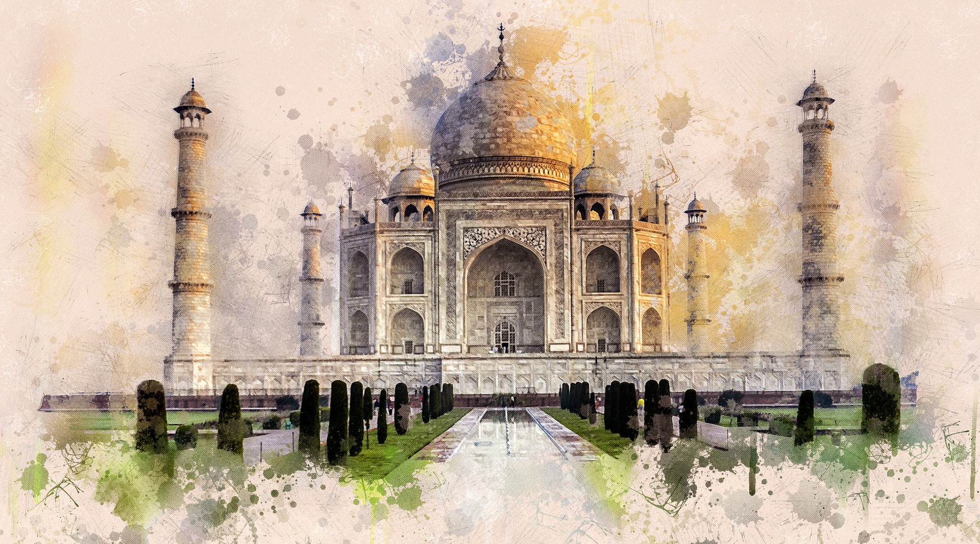 Hand Painted Taj Mahal Wallpaper Hd Poster Background - Taj Mahal - HD Wallpaper 