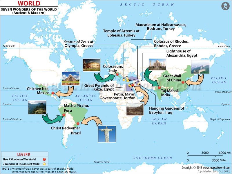 7 World Wonders Map - HD Wallpaper 