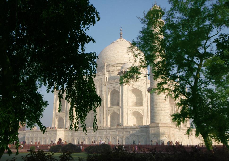 Taj Mahal Through Trees - HD Wallpaper 