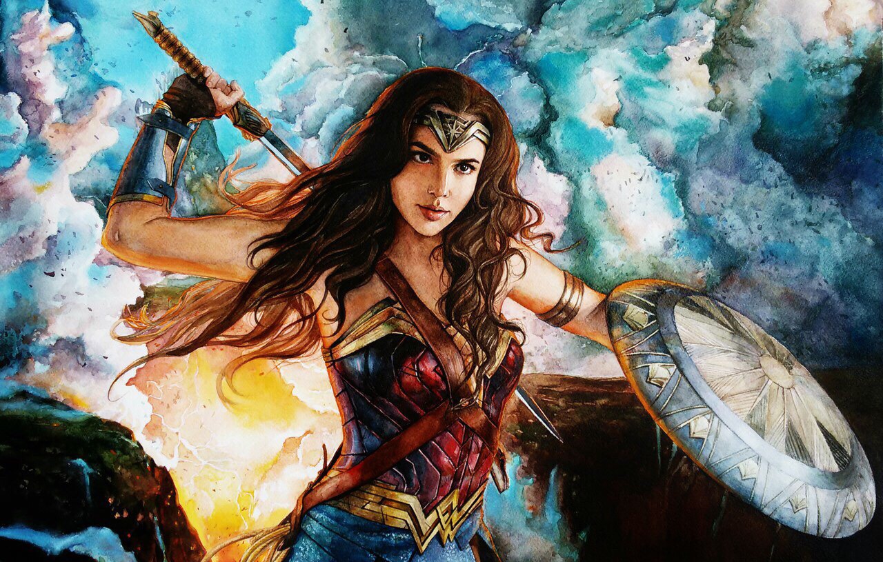 #wonderwoman #dc #dccomics #comics #background #art - Wonder Woman Gal Gadot Comic - HD Wallpaper 