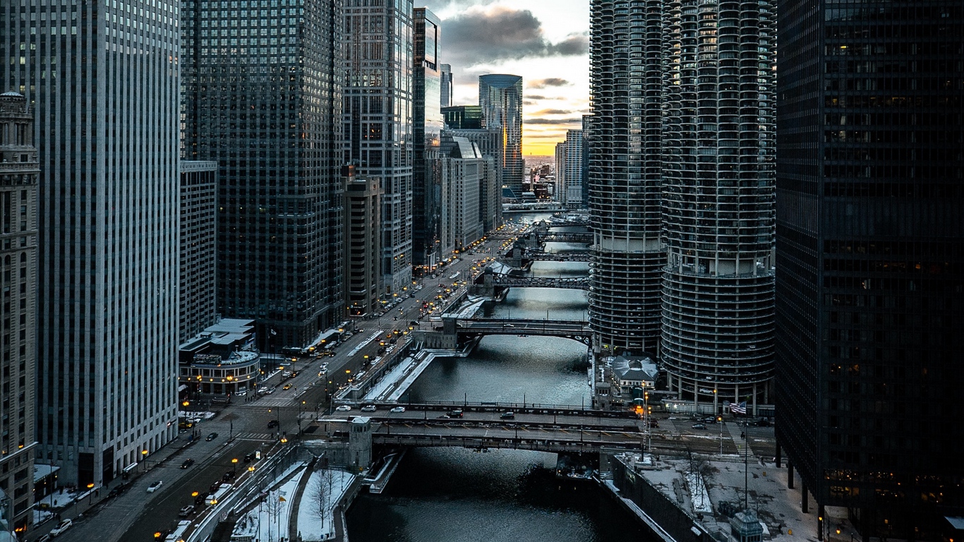 Wallpaper City, Buildings, Aerial View, Bridges, Chicago - Building Hd Wallpaper For Laptop - HD Wallpaper 