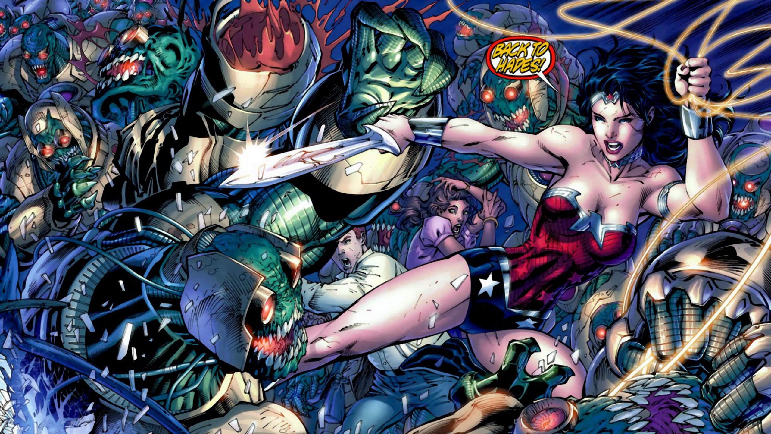 Justice League Wonder Woman - Wonder Woman Vs Parademons - HD Wallpaper 