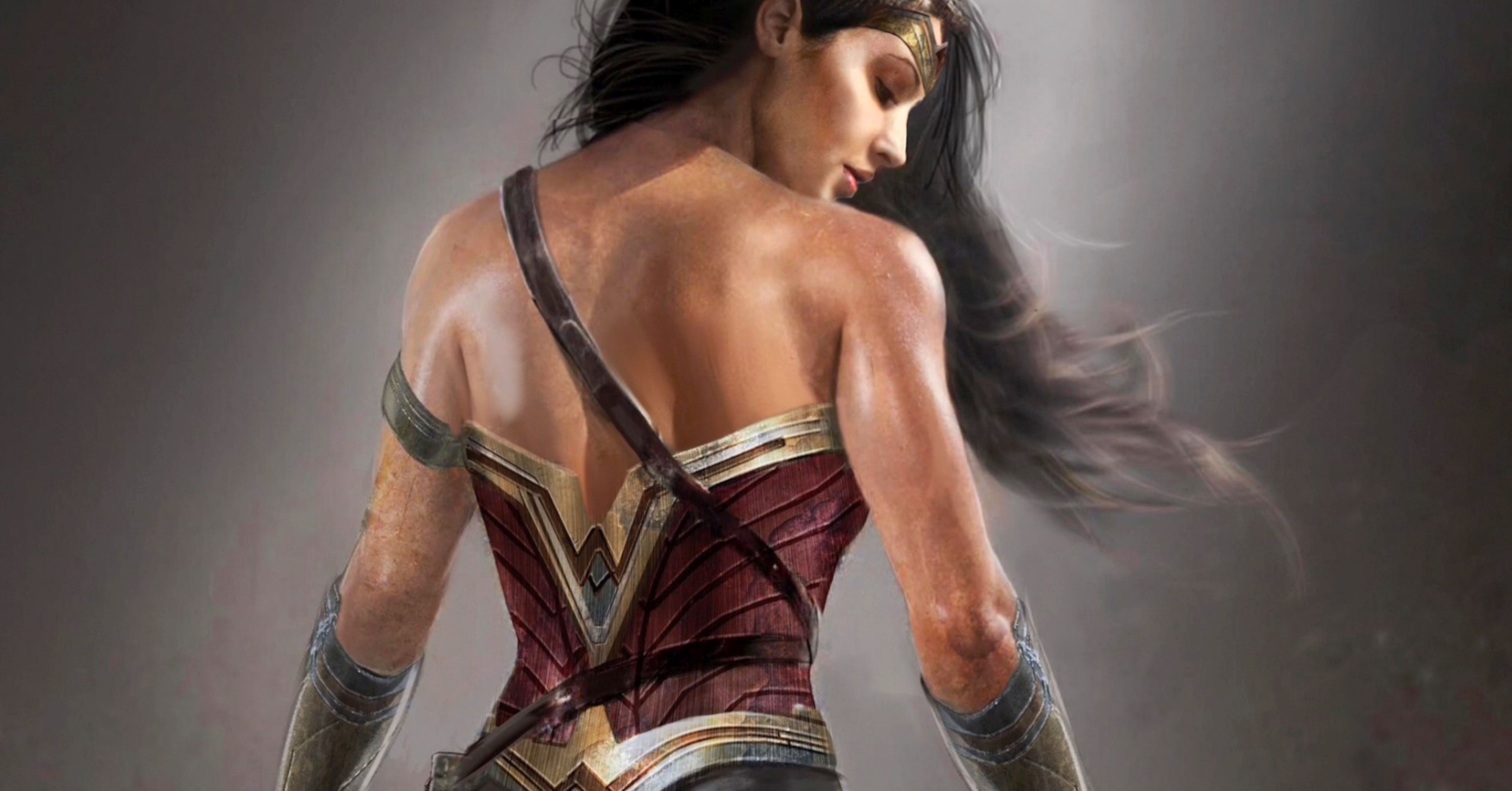 Wonder Woman Gal Gadot Back - 7052x3688 Wallpaper 