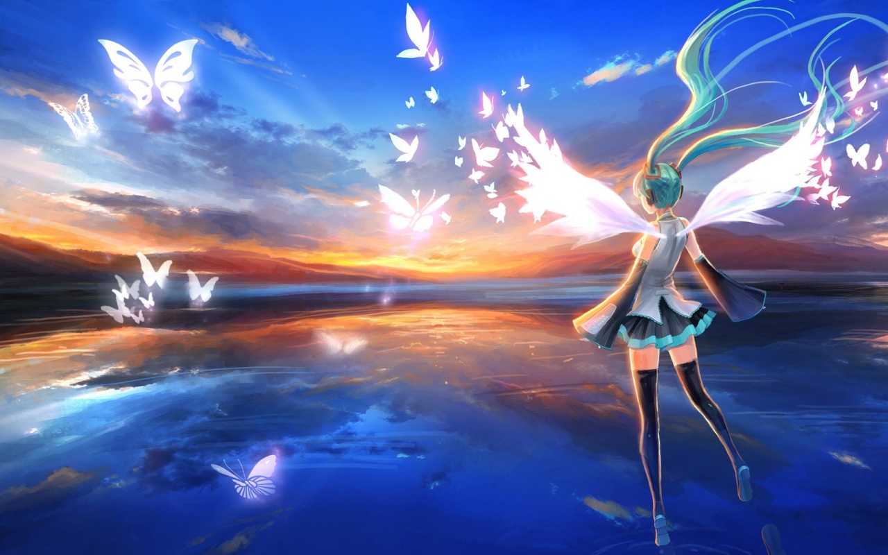 Beautiful Anime Girl And Butterfly - Beautiful Anime Wallpaper Hd -  1280x800 Wallpaper 