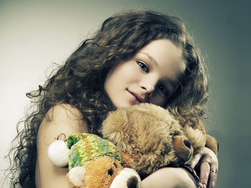 Wallpaper Girl, Face, Hair, Toy, Model - Cute Girl Teddy Bear - HD Wallpaper 