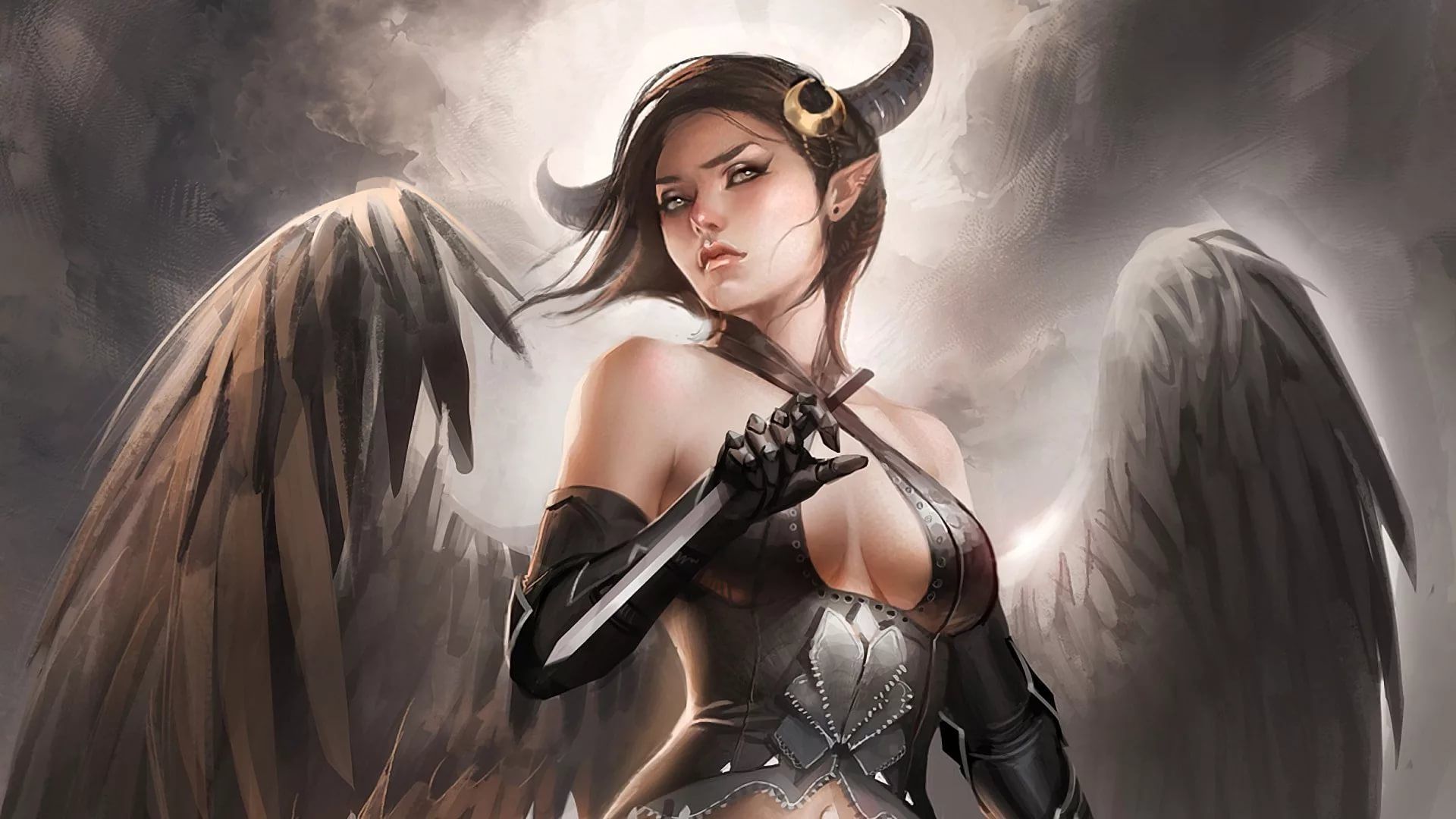 D Girl Hd Wallpaper - Female Angel Short Hair - HD Wallpaper 