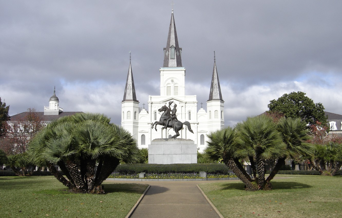 Photo Wallpaper Cathedral, Confederate, New Orleans, - Jackson Square - HD Wallpaper 