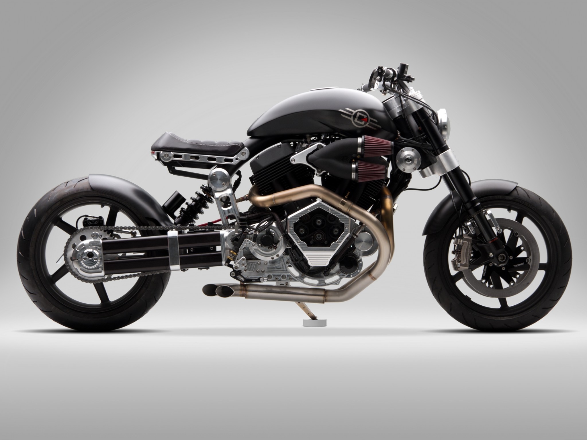 Confederate X132 Hellcat, Side View, Motorcycle, Black - HD Wallpaper 