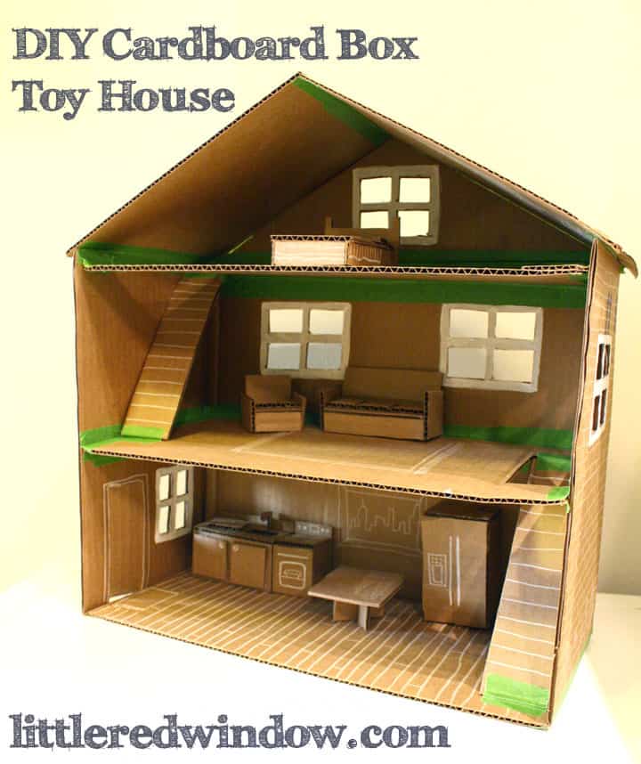 Diy Cardboard Box Toy Doll House, Make An Adorable - Make A Toy House Out - HD Wallpaper 