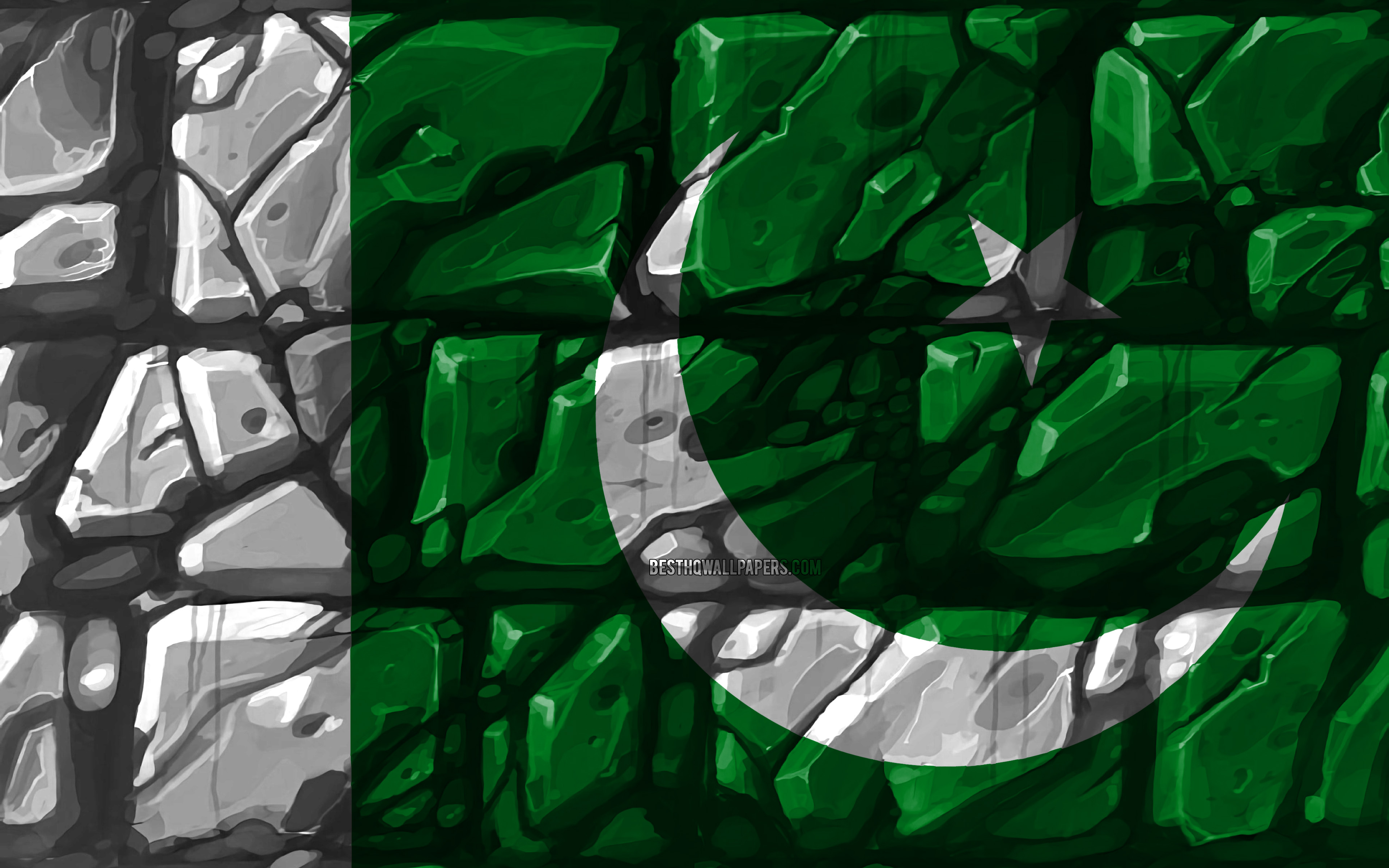 Pakistani Flag, Brickwall, 4k, Asian Countries, National - High Resolution Philippine Flag Wallpaper Hd - HD Wallpaper 