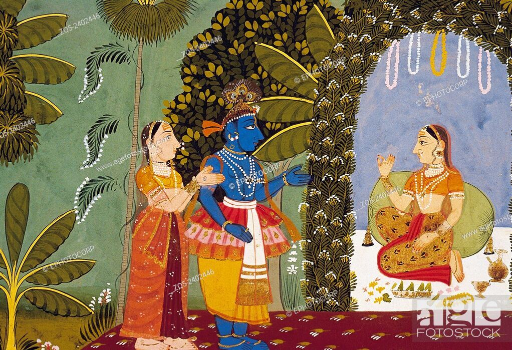 Krishna Meets Radha - Religion - HD Wallpaper 