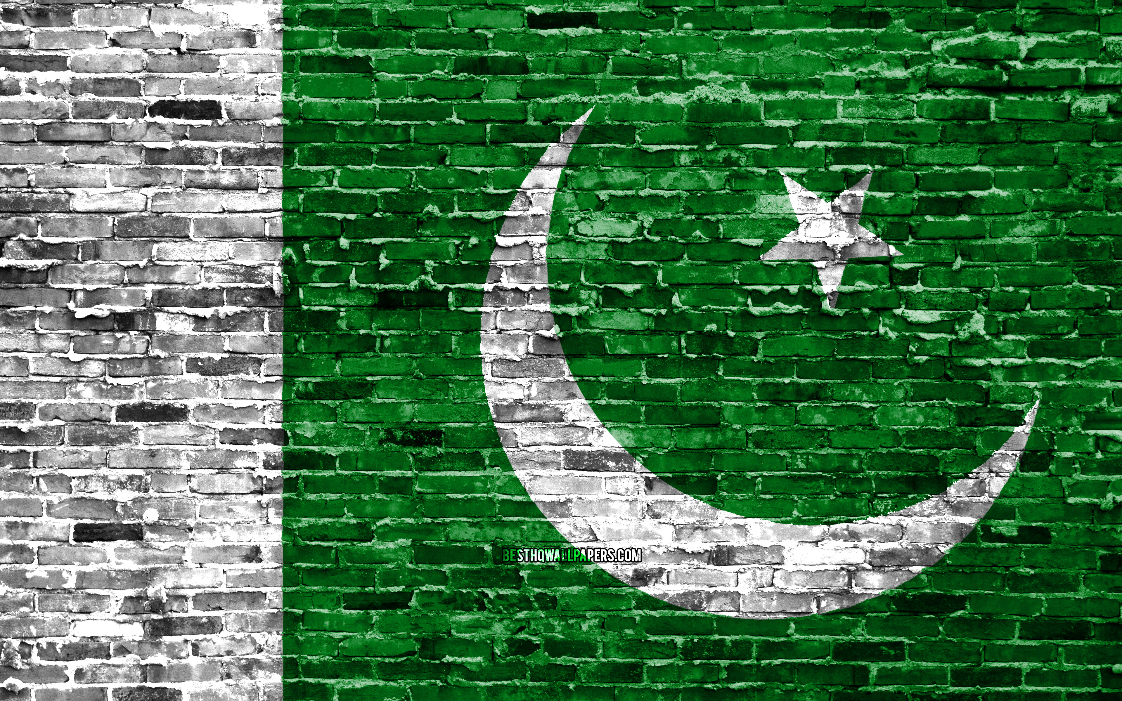 4k, Pakistani Flag, Bricks Texture, Asia, National - Brick Wall Ghana Flag - HD Wallpaper 