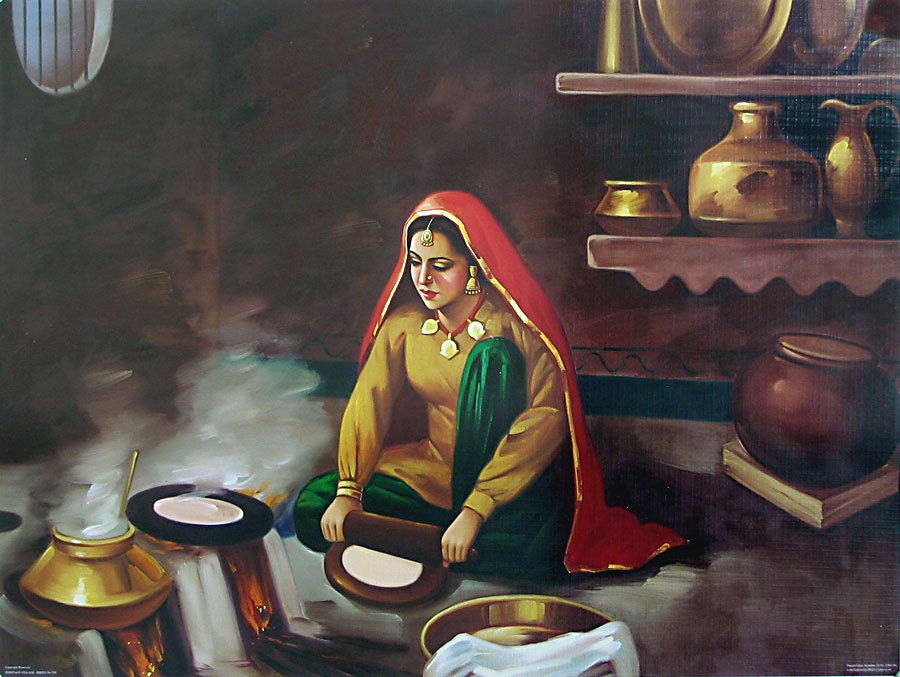 Lady In Kitchen Painting - HD Wallpaper 