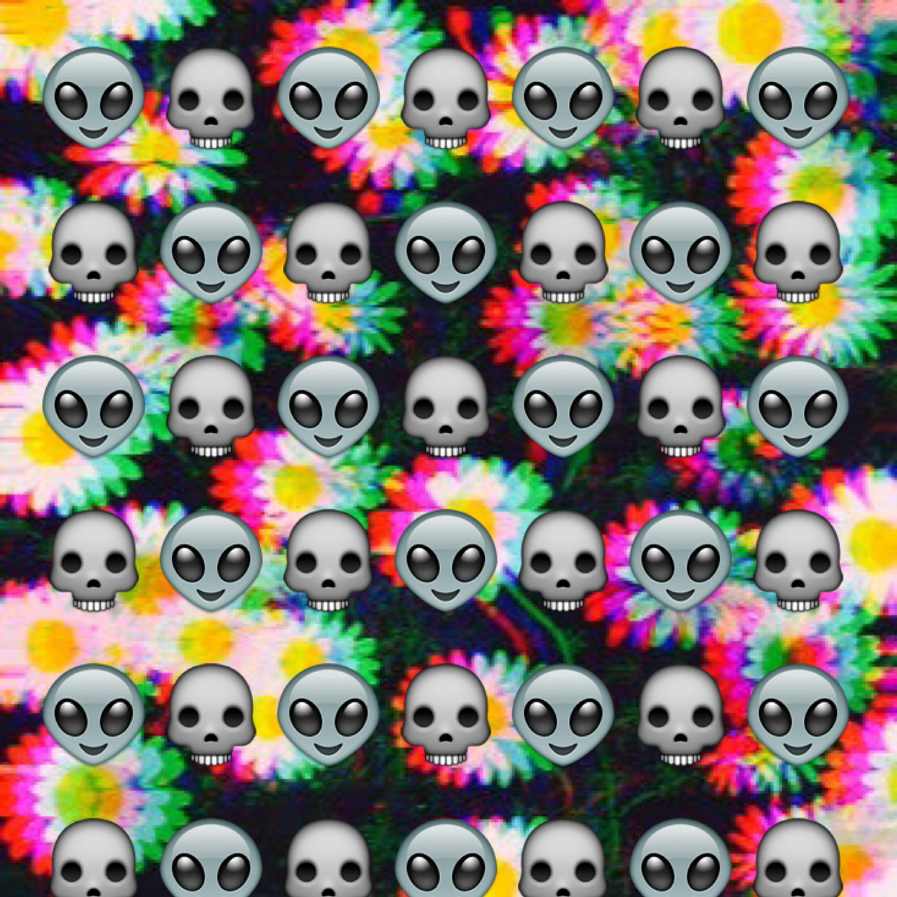 Wallpaper, Alien, And Flowers Image - Iphone 6s Plus - HD Wallpaper 