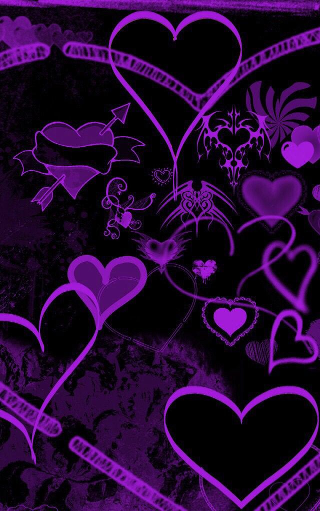 Purple And Black Heart Emoji - HD Wallpaper 