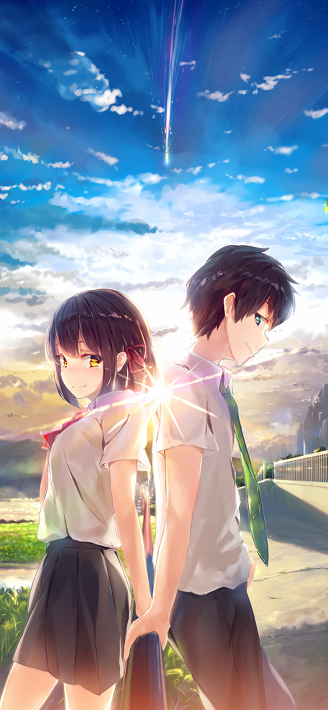 The Couple Sky Illustration Art Iphone X Wallpaper - Anime Wallpaper Iphone - HD Wallpaper 