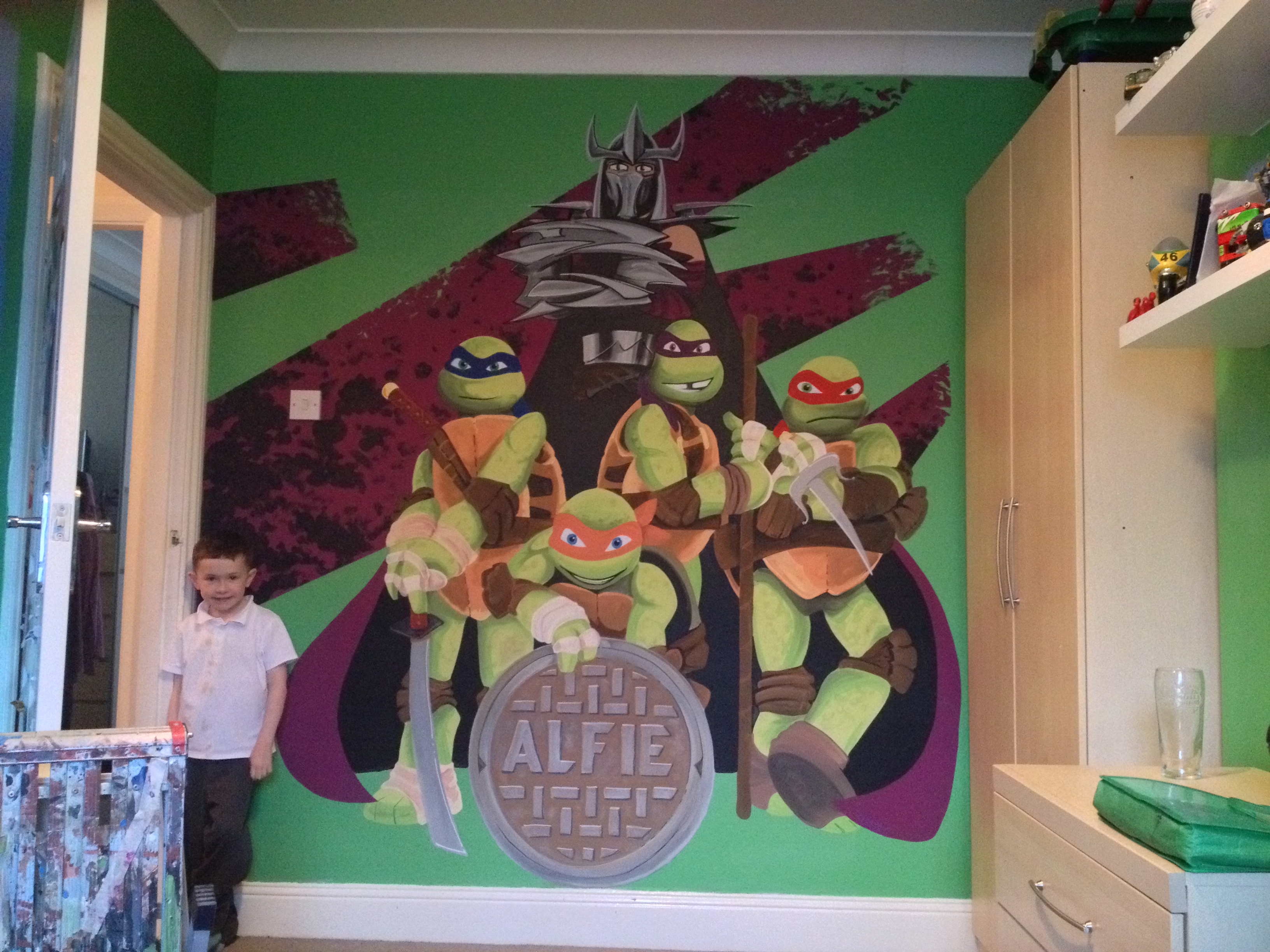 Ninja Turtle Mural - Bedroom Ninja Turtle Wall Mural - HD Wallpaper 