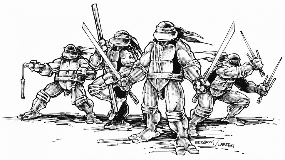 Teenage Mutant Ninja Turtles Tmnt White Bw Hd Wallpaper,cartoon/comic - Ninja Turtles Black And White - HD Wallpaper 