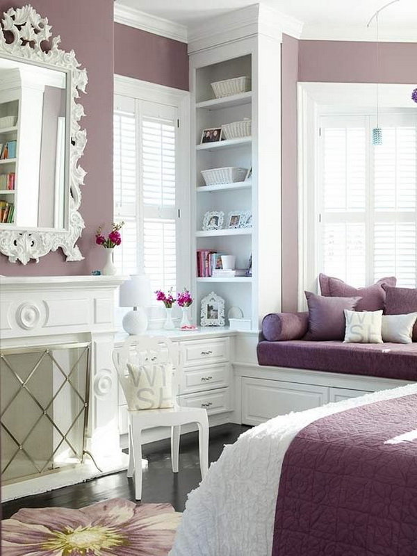 Lavender And White Bedroom With Gray Floors For Teenage - Bedroom Design For Girls White - HD Wallpaper 