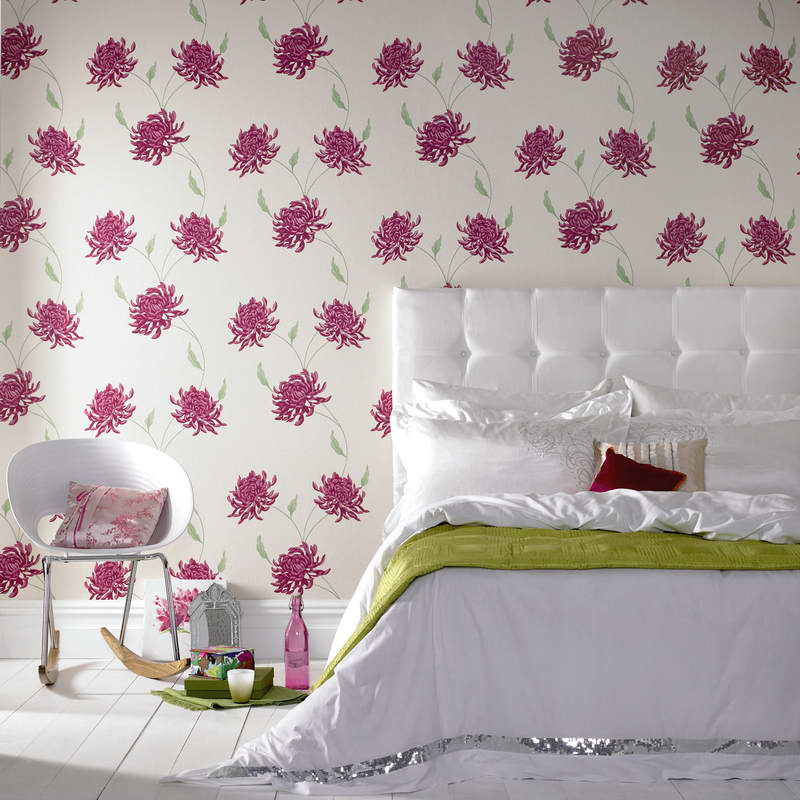 Modern Floral Wallpaper Bedroom - HD Wallpaper 