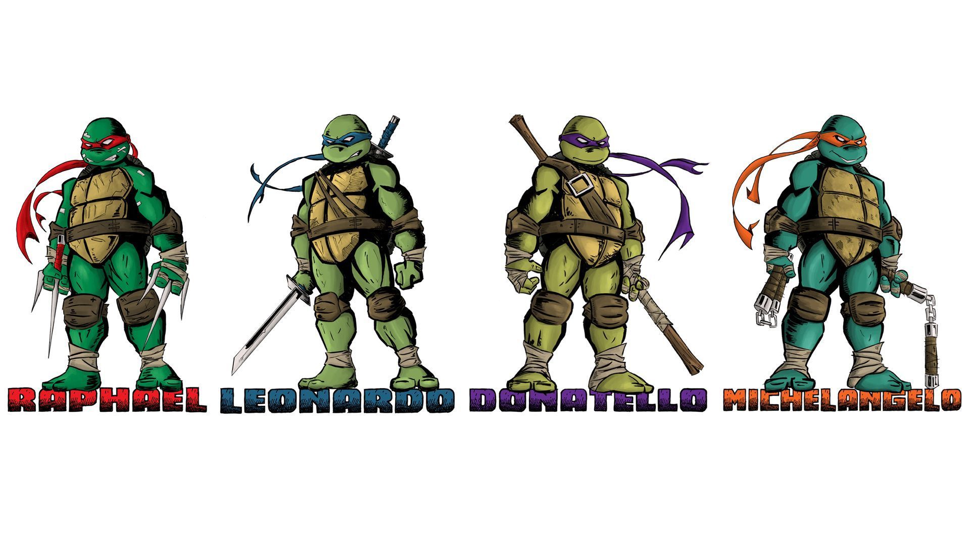Ninja Turtle - Wallpaper Id - - Teenage Mutant Ninja Turtles White Background - HD Wallpaper 