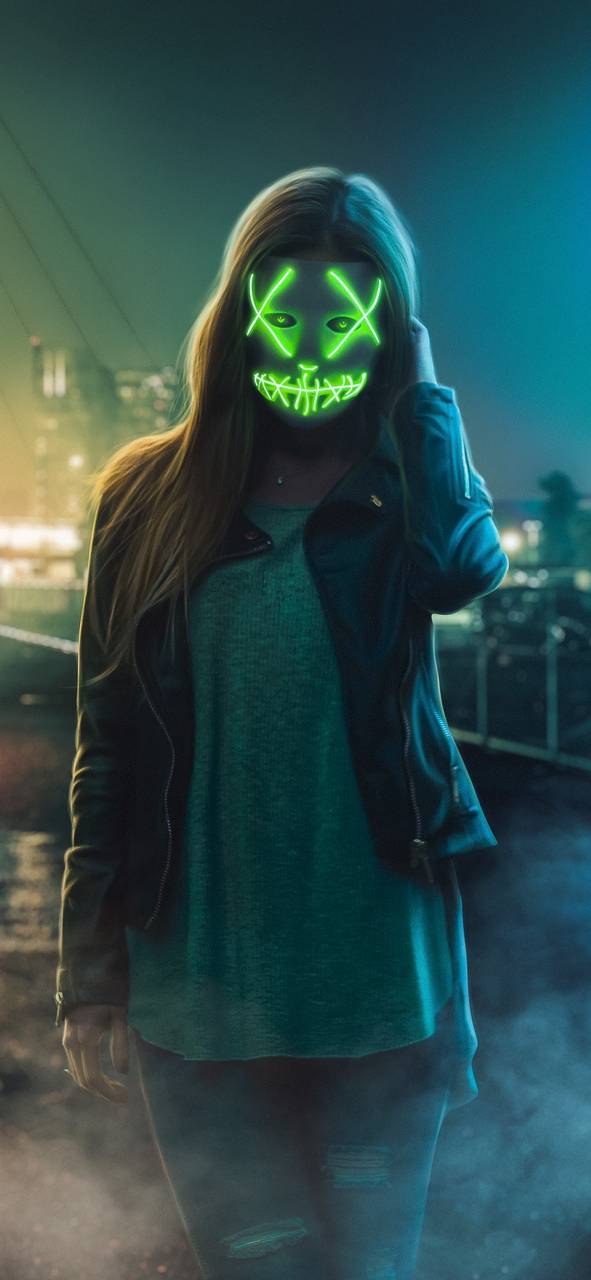 Cool Wallpapers For Girls - Neon Mask Girl - HD Wallpaper 