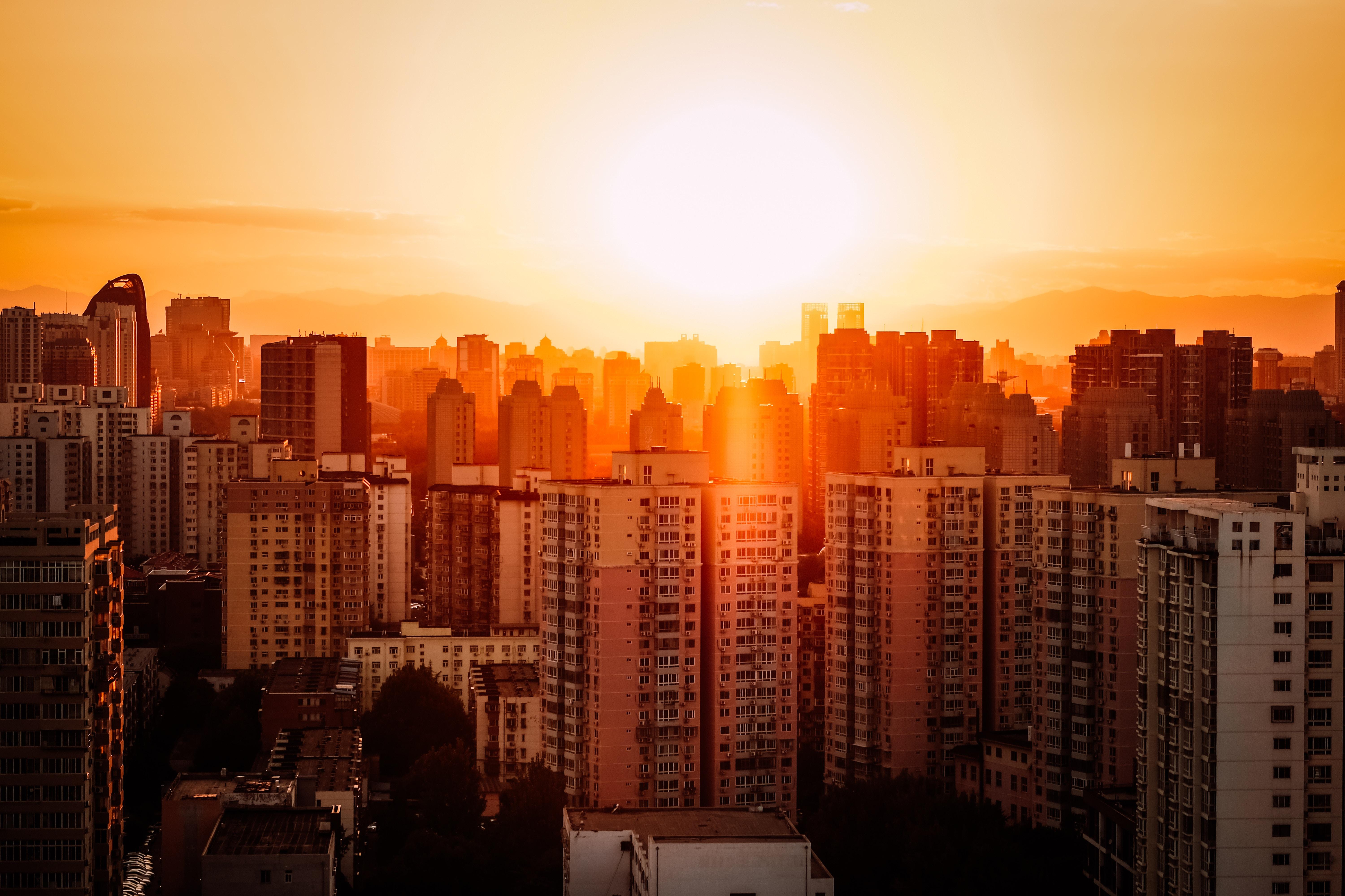 Bangunan, Matahari Terbenam, Pemandangan Udara, Beijing, - City At Golden Hour - HD Wallpaper 