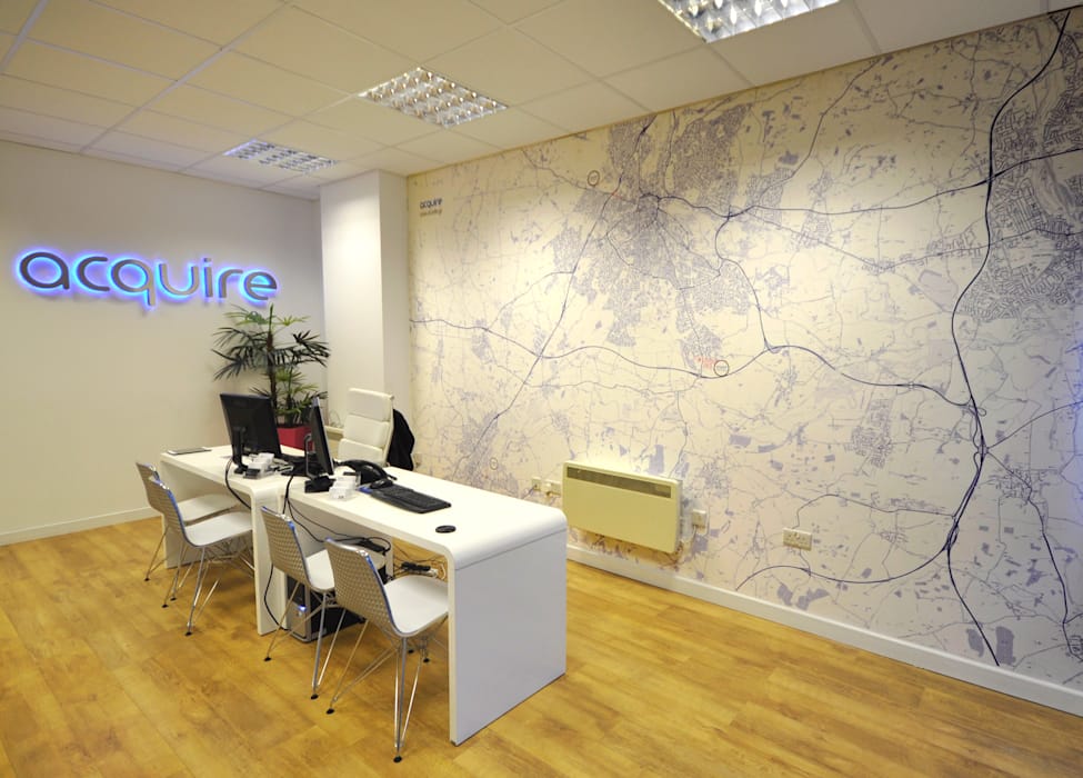 Custom Made Map Wallpaper For Estate Agents Bangunan - Interior Estate Agent Offices - HD Wallpaper 