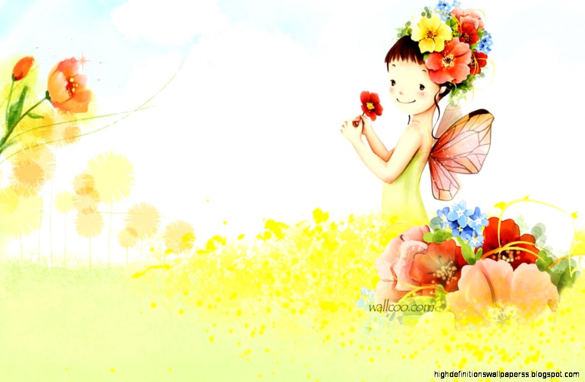 Cute Cartoon Girl Wallpaper Cute Cartoon Kids Artwork - Talk To You I Feel Happy - HD Wallpaper 