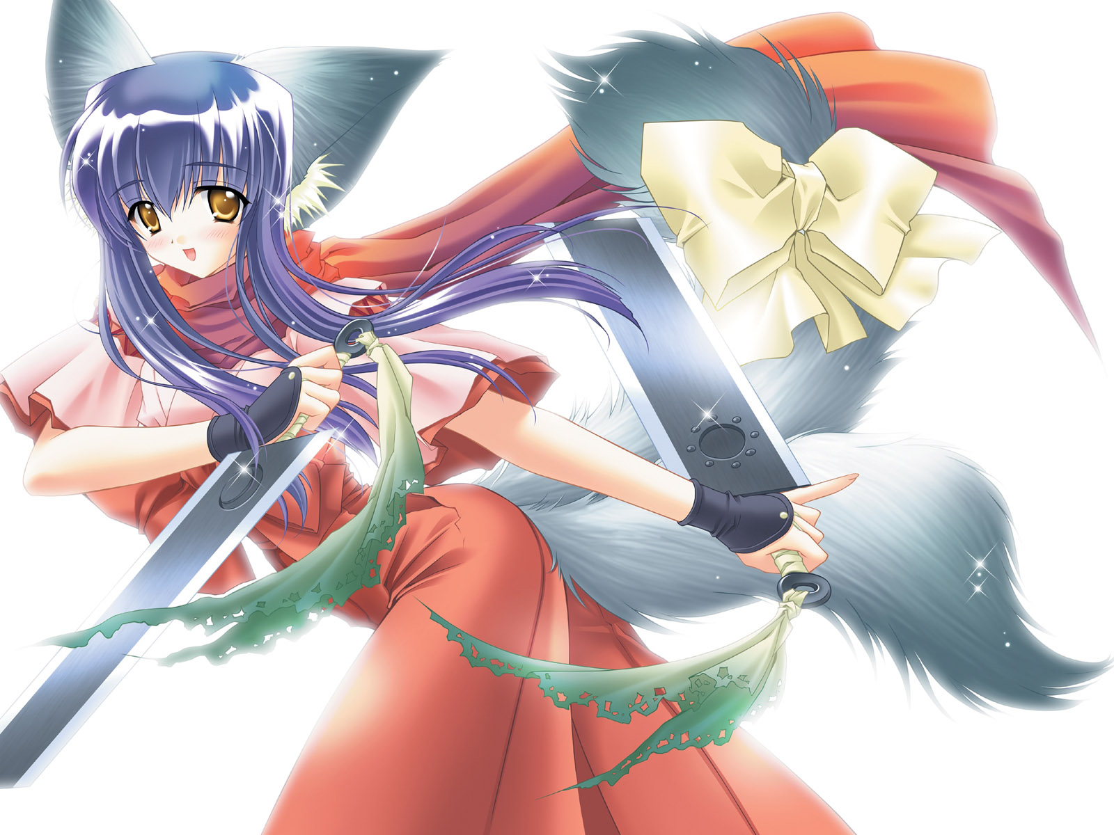 Clover Studio Artbook Scans - Anime Girl Fighter Swords - HD Wallpaper 