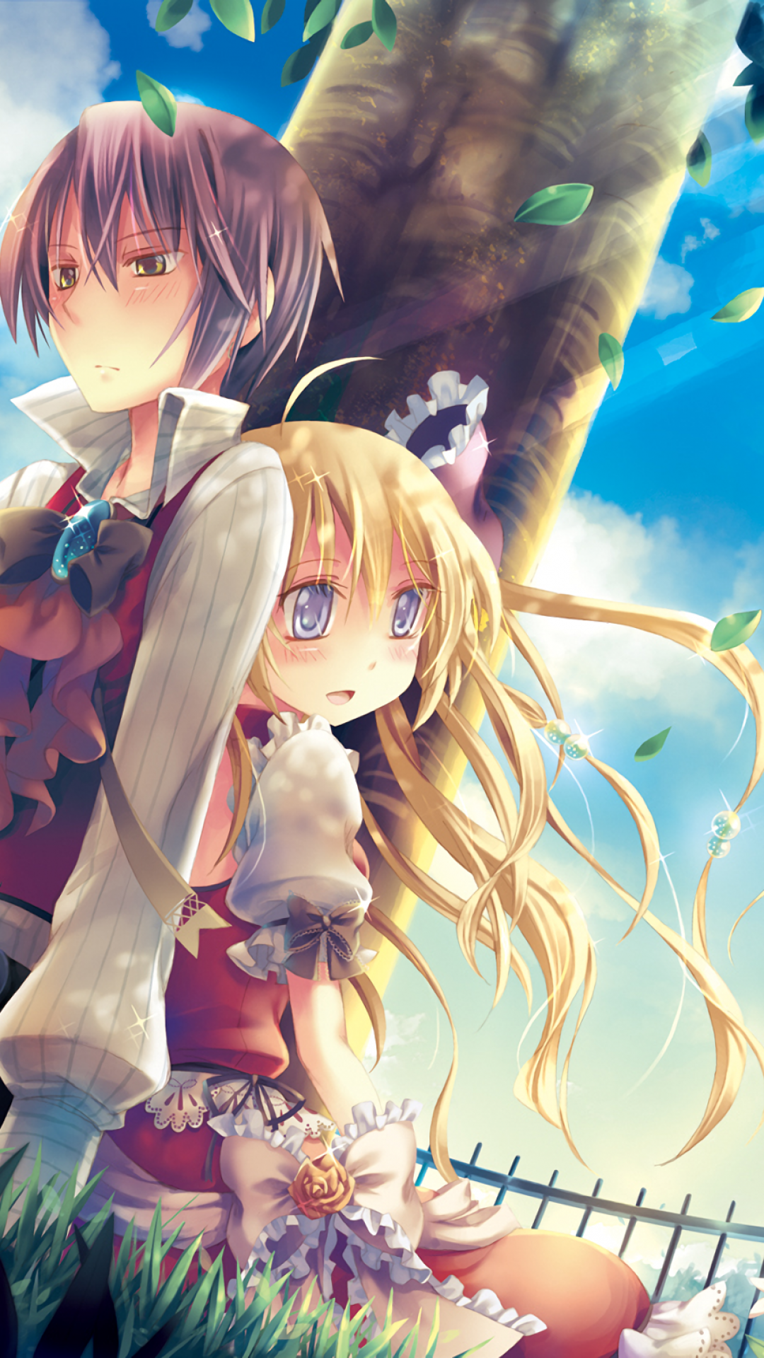 Anime Couple, Romance, Windy, Under The Tree, Leaves ...