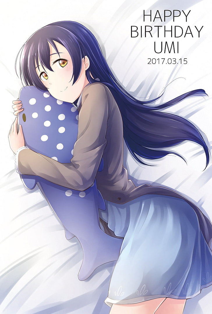 Love Live , Anime Girls, Sonoda Umi, In Bed, Long Hair, - Anime Girls Bed - HD Wallpaper 