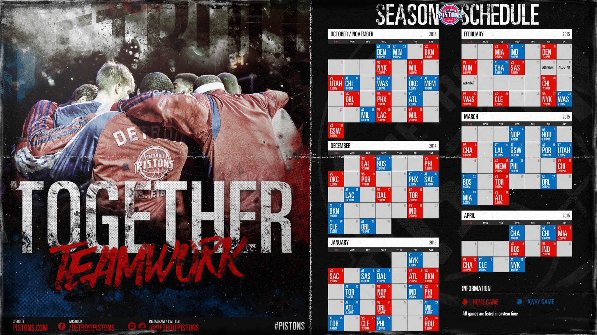 Detroit Pistons 2014-2015 Nba Schedule Wallpaper - Detroit Pistons Schedule Wallpaper 2017 - HD Wallpaper 