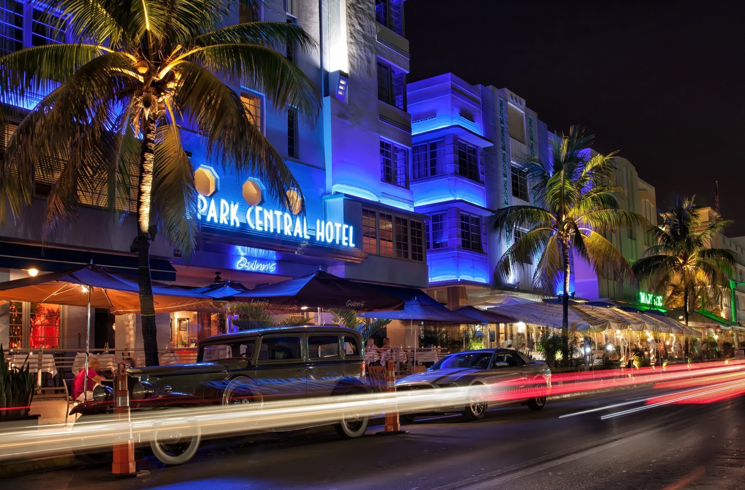 Miami, South Beach, Miami, Night, Lights, Vice City - 1980's Art Deco Revival - HD Wallpaper 