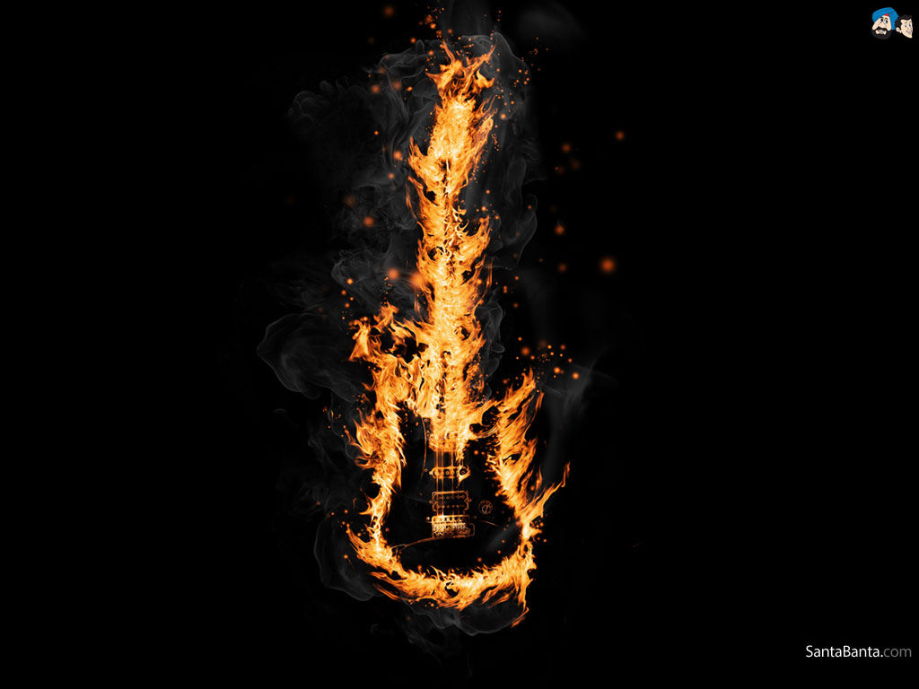 Guitar On Fire - Guitar Fire Wallpaper Hd - HD Wallpaper 